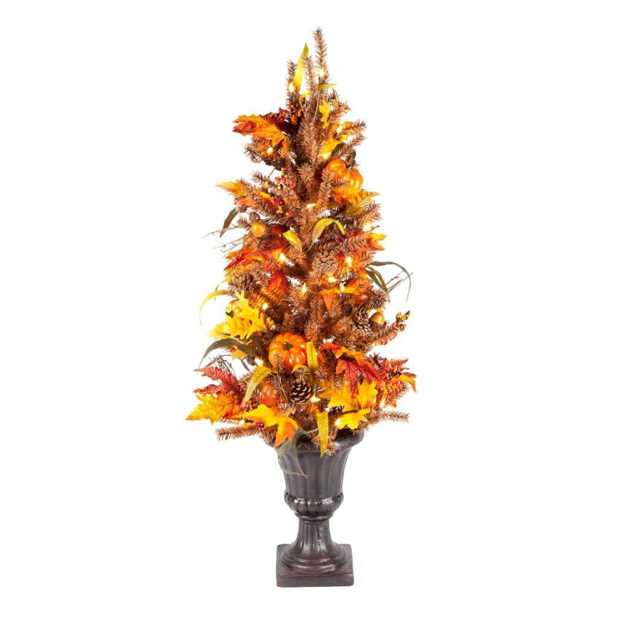 Home Goods & Toys * | Gerson International 46 In. Tall Pre-Lit Fall/Harvest Tree With Pumpkins, Pine Cones, And Berries With 50 Lights, 2237650Ec