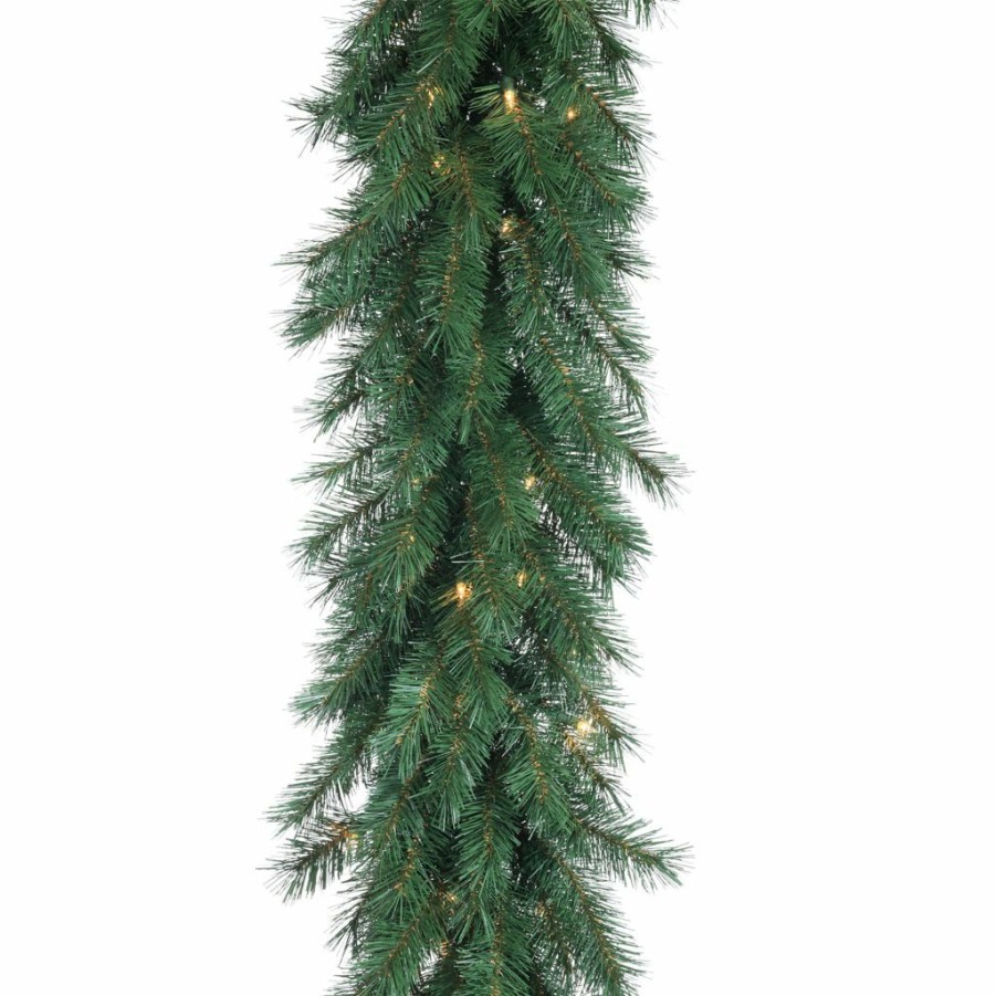 Home Goods & Toys * | Gerson International 9 Ft. Long Pre-Lit Aspen Spruce Garland With 100 Ul Clear Led Lights