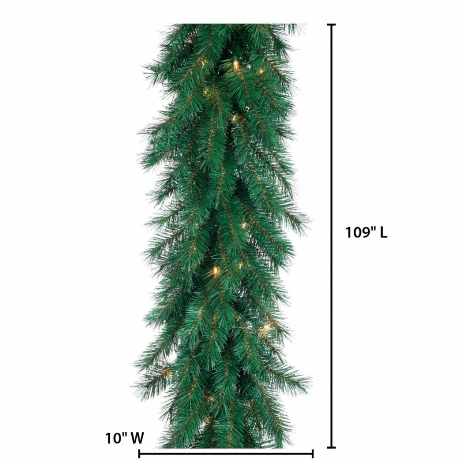 Home Goods & Toys * | Gerson International 9 Ft. Long Pre-Lit Aspen Spruce Garland With 100 Ul Clear Led Lights