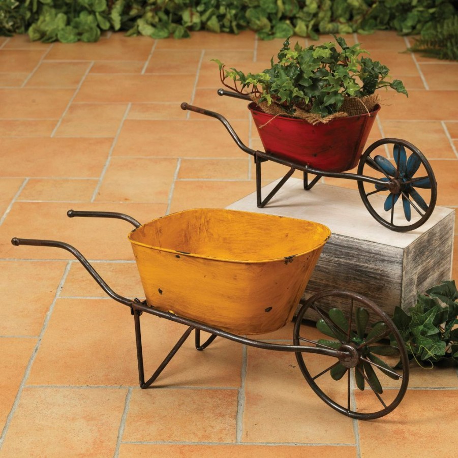 Lawn & Garden * | Gerson International Metal Antique Wheelbarrow Planters, Set Of 2, 2188270Ec