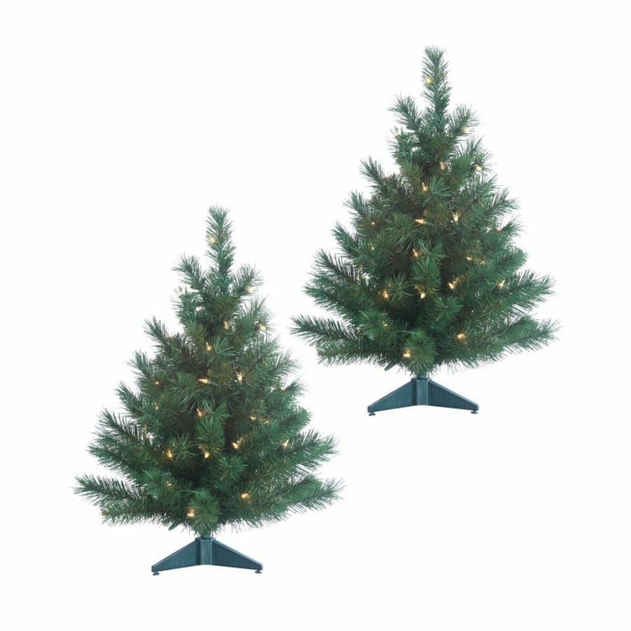 Home Goods & Toys * | Gerson International Set Of 2 Pre-Lit 2 Ft. Colorado Spruce Trees With 50 Ul Clear Lights