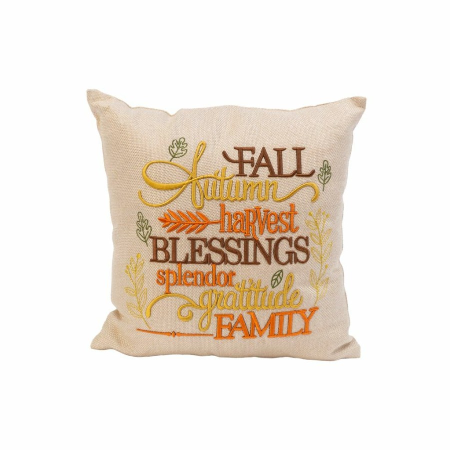 Home Goods & Toys * | Gerson International 16 In. Fall Tone Embroidered Harvest Pillow, 2540320Ec