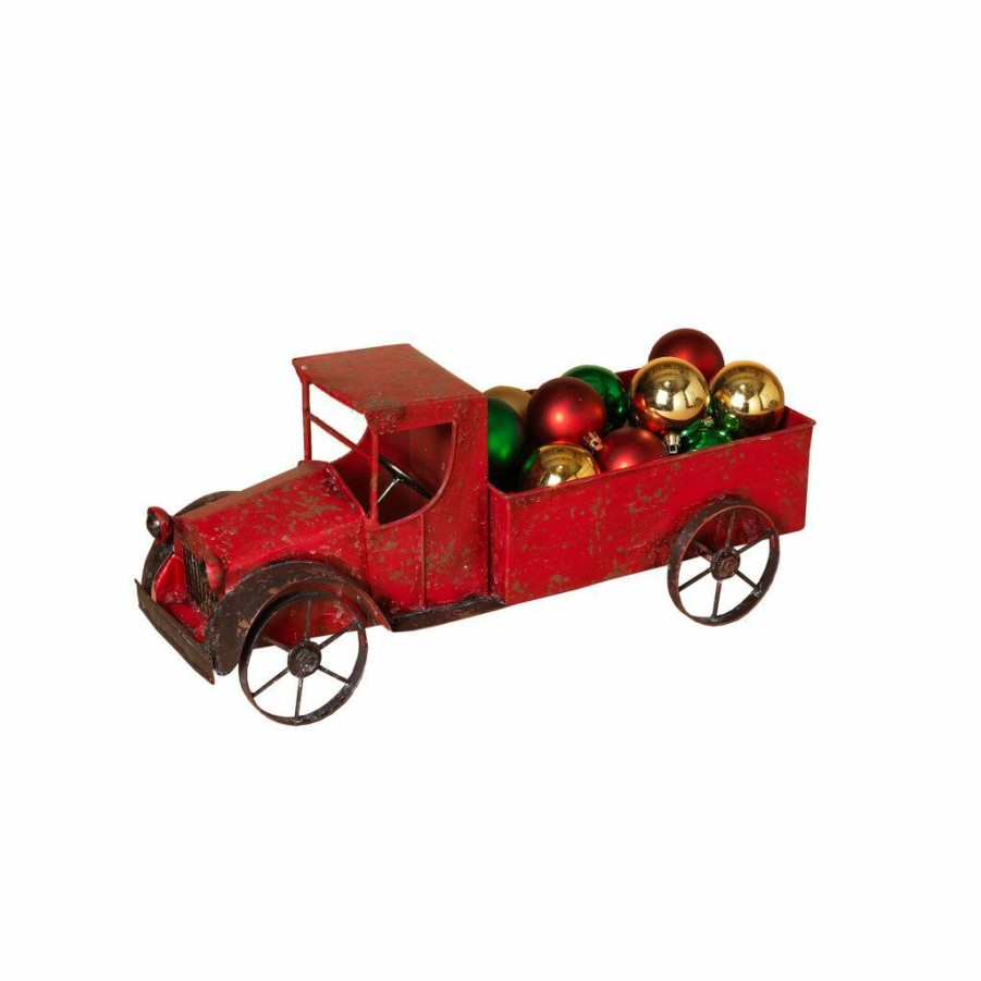 Home Goods & Toys * | Gerson International 18.5 In. Red Metal Antique Truck, 2221050Ec