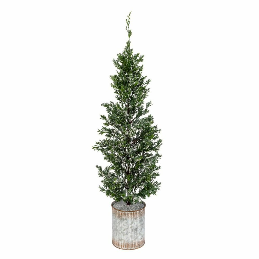 Home Goods & Toys * | Gerson International 35 In. Snowy Pine Tree In Tin Pot