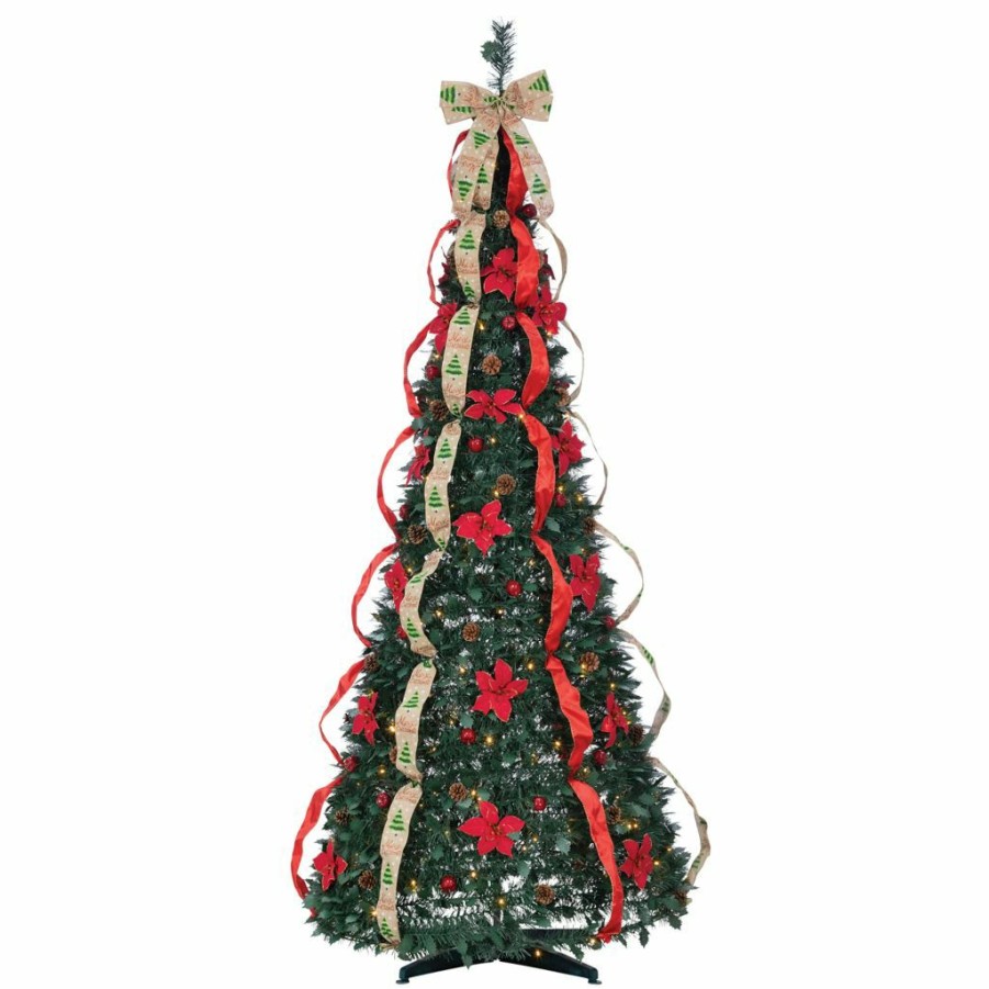 Home Goods & Toys * | Gerson International 7.5 Ft. High Decorated Green Pop Up Pre-Lit Pine Tree With 200 Warm White Lights