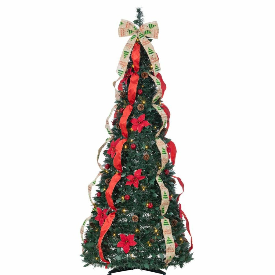 Home Goods & Toys * | Gerson International 6 Ft. High Decorated Green Pop Up Pre-Lit Pine Tree With 100 Warm White Lights