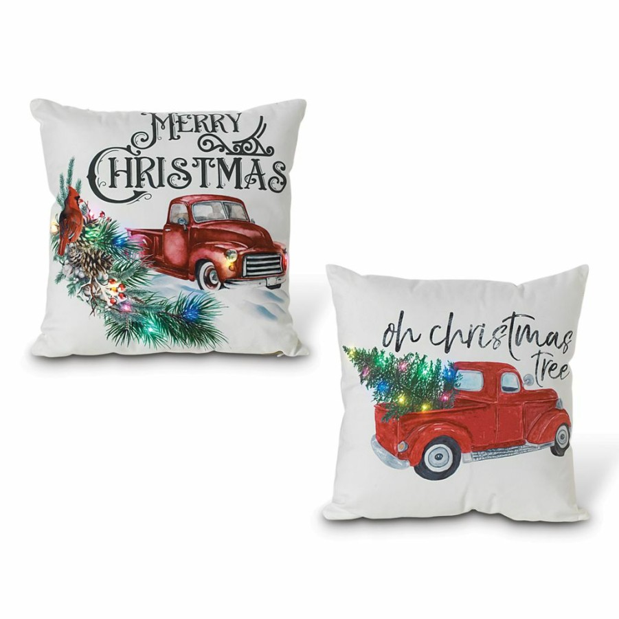 Home Goods & Toys * | Gerson International 16 In. Battery Operated Lighted Fabric Truck Design Pillows, Set Of 2, 2592910Ec