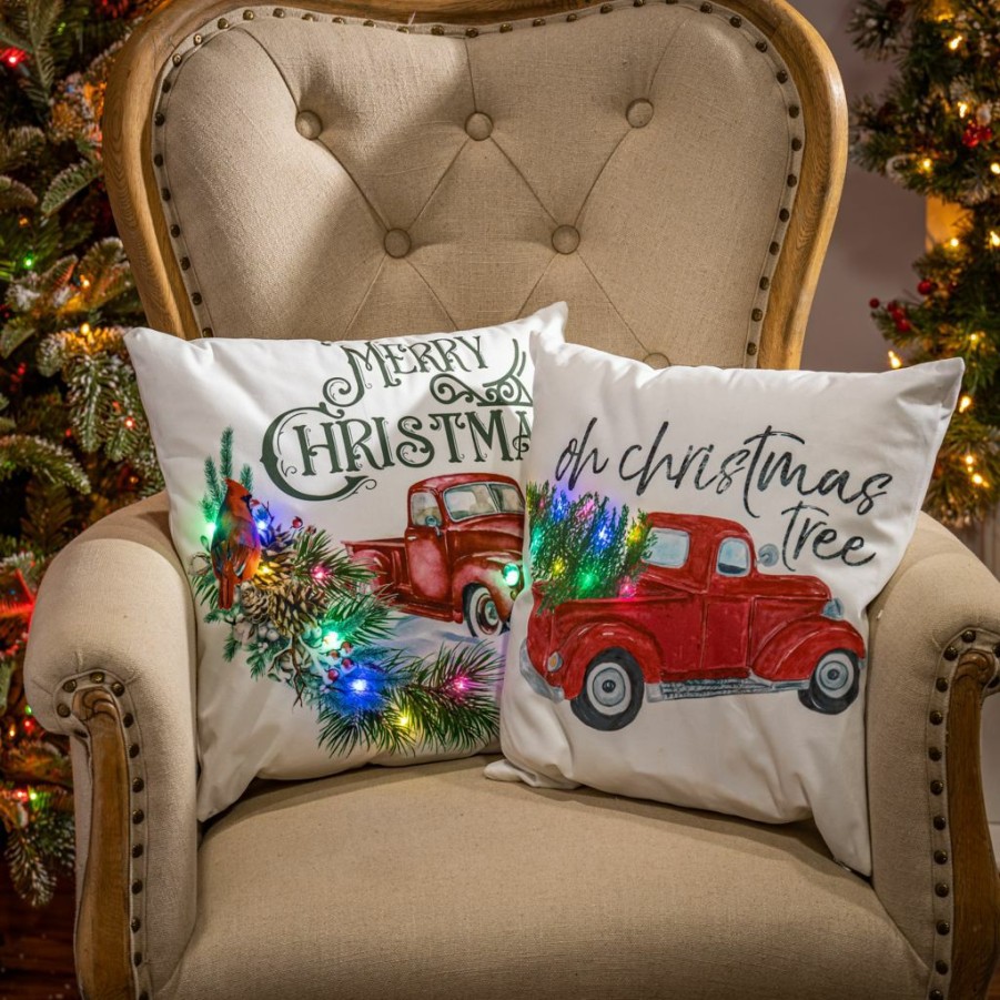 Home Goods & Toys * | Gerson International 16 In. Battery Operated Lighted Fabric Truck Design Pillows, Set Of 2, 2592910Ec