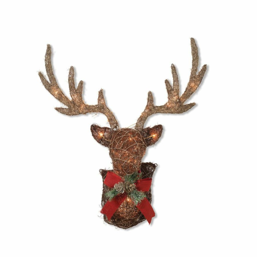 Home Goods & Toys * | Gerson International 32 In. Electric Vine Stag Head Christmas Wall Decor