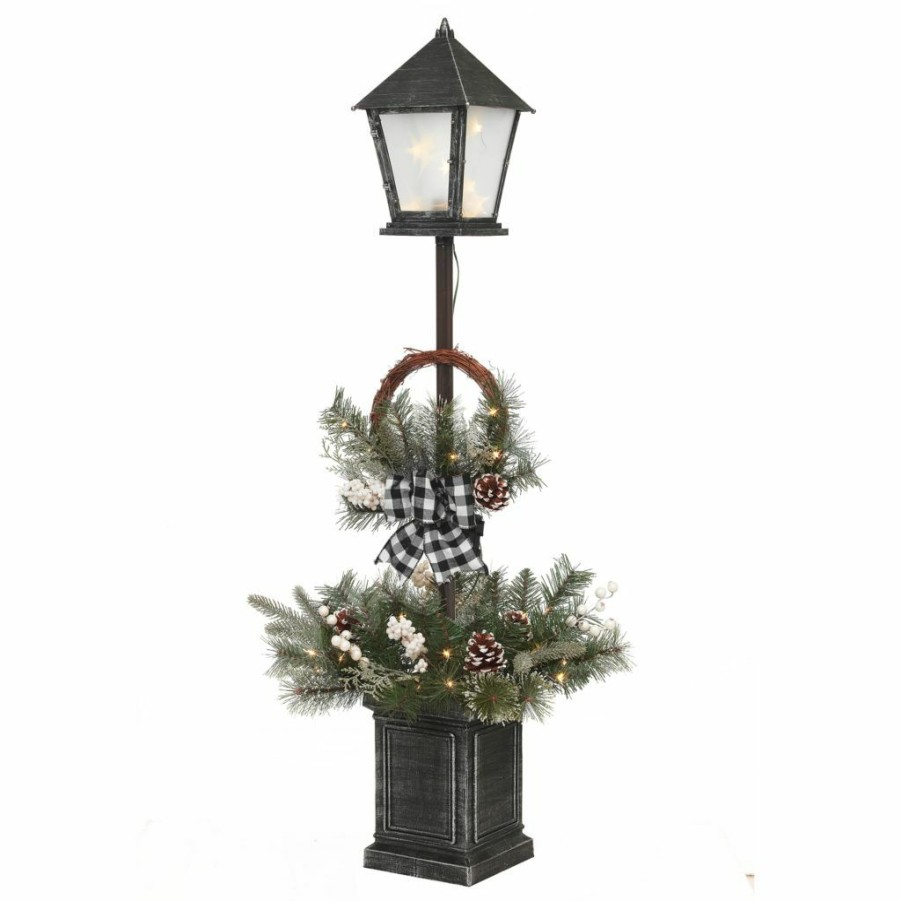 Home Goods & Toys * | Gerson International 4 Ft. Pre-Lit Battery Operated Mixed Pine Lantern Pole Porch Tree With 40 Led Micro Lights, 2563920Ec