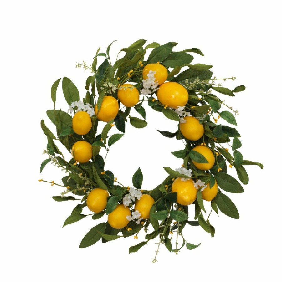 Home Goods & Toys * | Gerson International 24 In. D Lemon Spring Wreath With Berry Accents, 2521210Ec