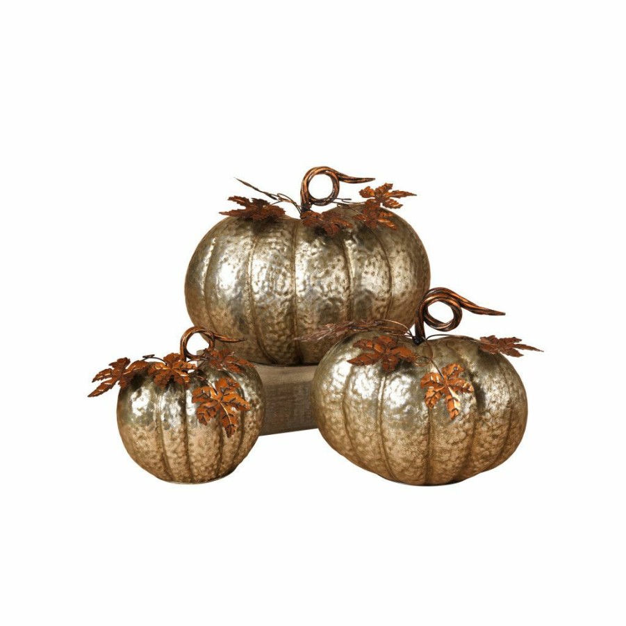 Home Goods & Toys * | Gerson International Nested Metal Pumpkins, Set Of 3, 2271050Ec