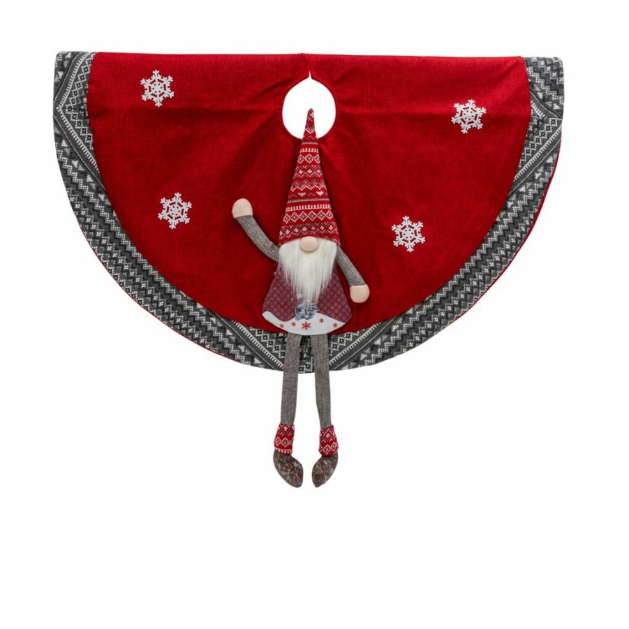 Home Goods & Toys * | Gerson International 35.4 In. Battery Operated Lighted Fabric Holiday Gnome Tree Skirt, 2596620Ec