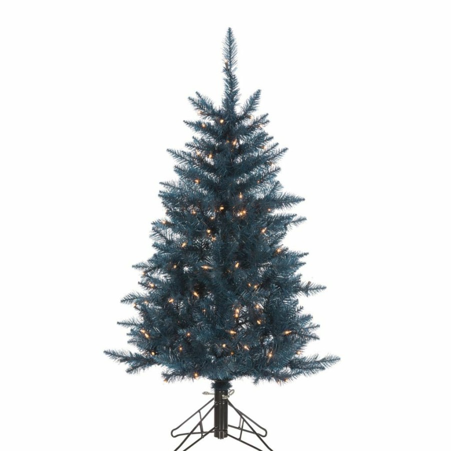 Home Goods & Toys * | Gerson International 4 Ft. Dark Blue Tuscany Tinsel Tree With 150 Warm White Incandescent Lights