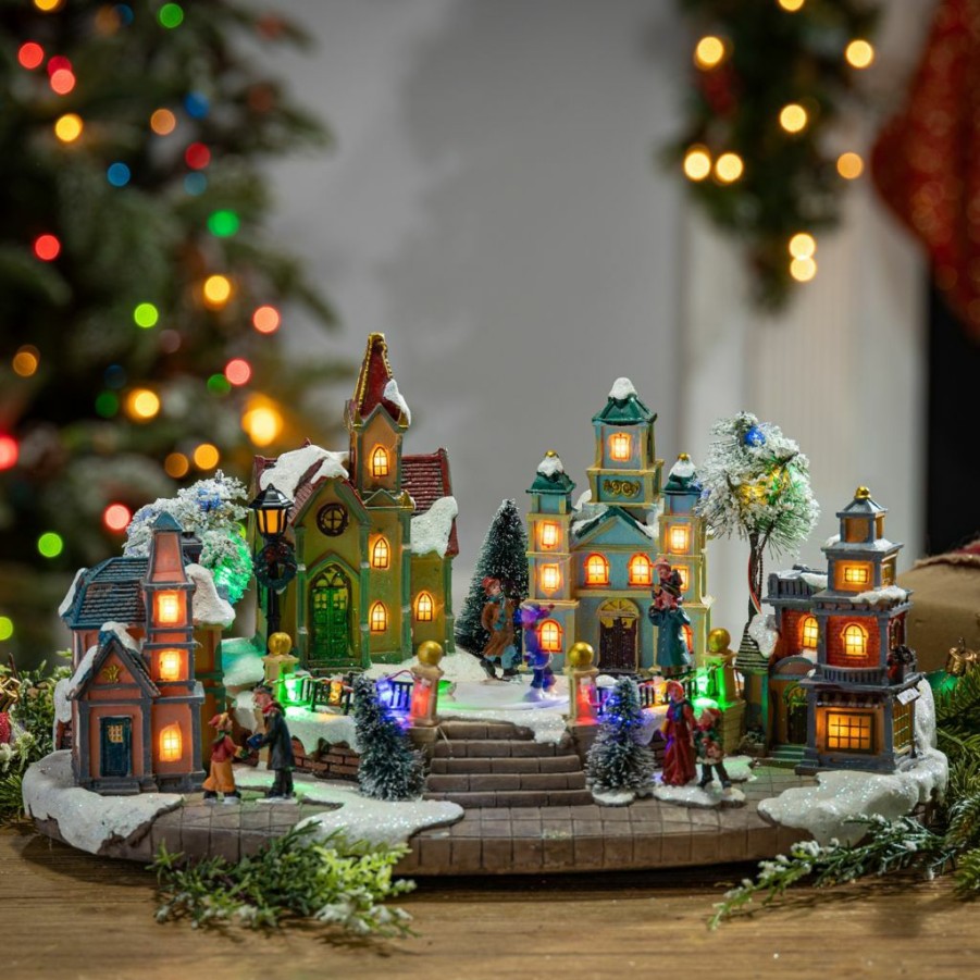 Home Goods & Toys * | Gerson International 15.35 In. Electric Lighted Musical Holiday Village, 2420010Ec