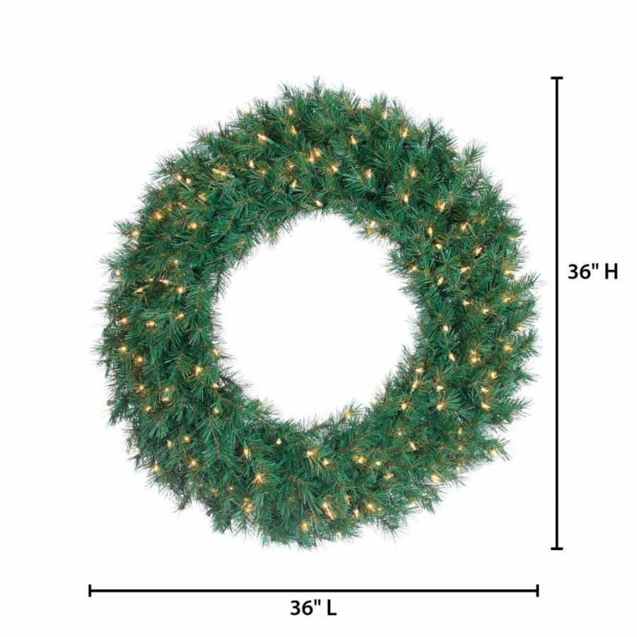 Home Goods & Toys * | Gerson International 36 In. Diameter Pre-Lit Aspen Spruce Wreath With 50 Ul Clear Lights