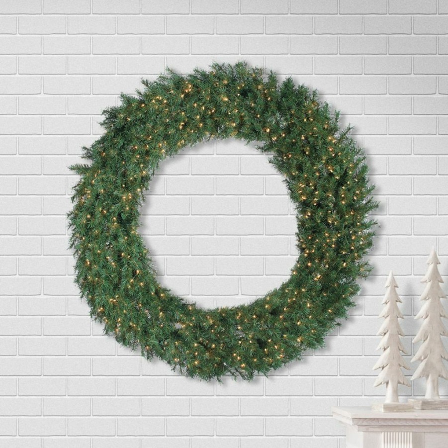 Home Goods & Toys * | Gerson International 60 In. Diameter Aspen Spruce Wreath With 600 Warm White Lights