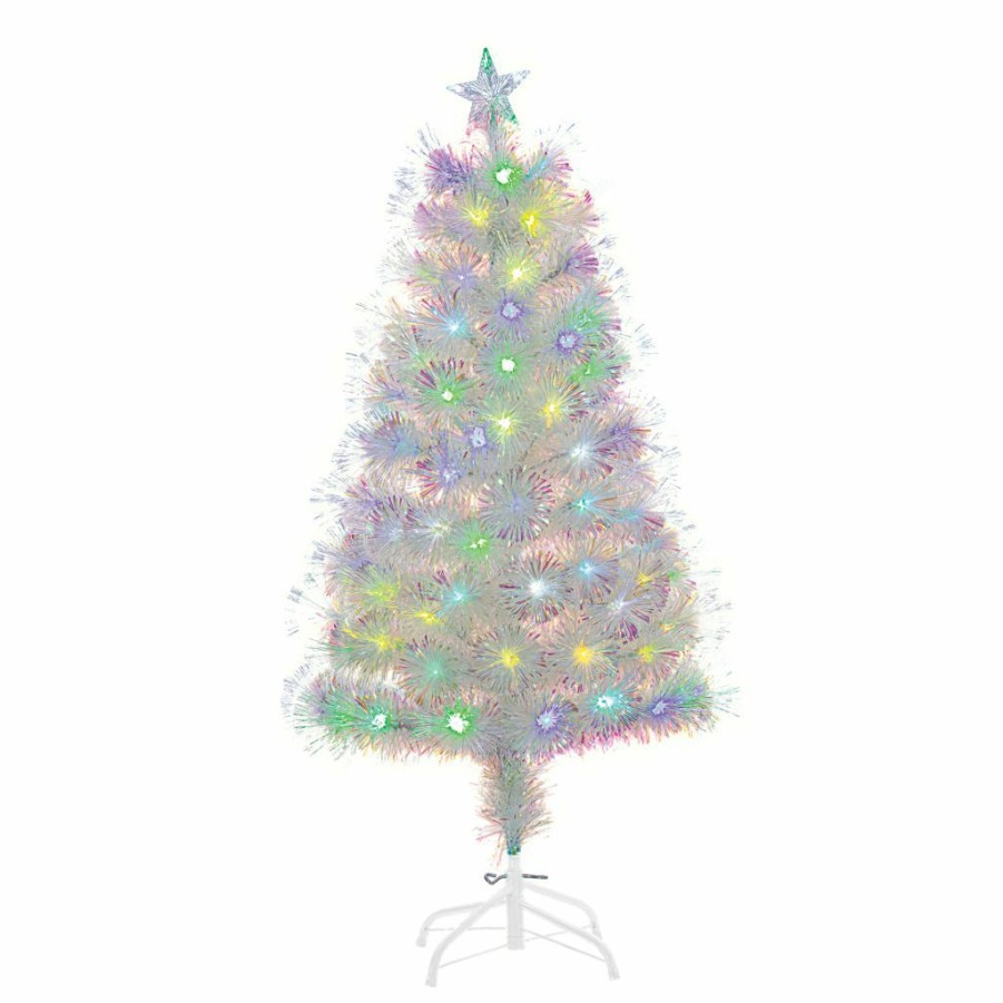 Home Goods & Toys * | Gerson International 4 Ft. High White Fiber Optic Color-Changing Tree With 119 Multi Color Fiber Optic Led Lights