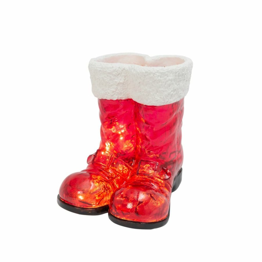 Home Goods & Toys * | Gerson International 16.3 In. Battery Operated Lighted Resin Holiday Santa Boots With 10 Led Lights, 2592270Ec