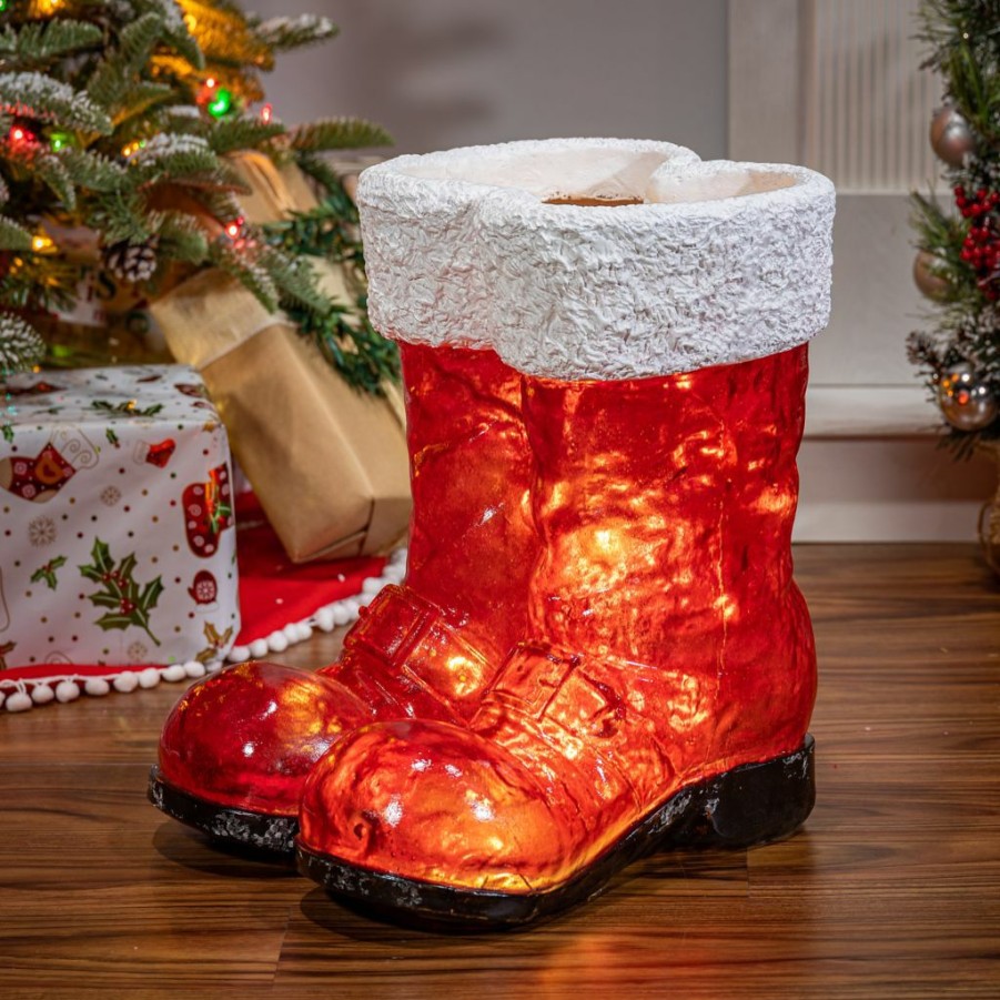 Home Goods & Toys * | Gerson International 16.3 In. Battery Operated Lighted Resin Holiday Santa Boots With 10 Led Lights, 2592270Ec