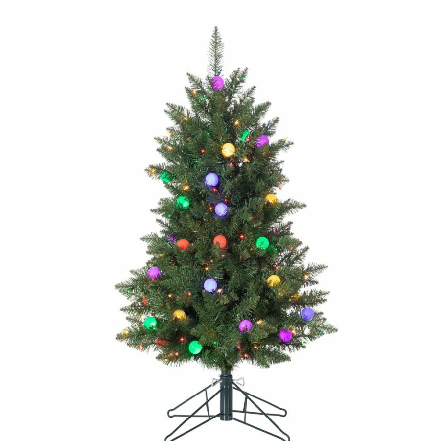 Home Goods & Toys * | Gerson International 4 Ft. Pre-Lit Derby Pine Tree With 200 Multi-Colored Incandescent Lights, 35 G40 Led Bulbs