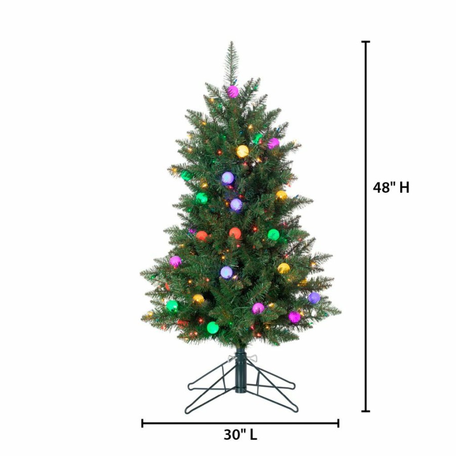 Home Goods & Toys * | Gerson International 4 Ft. Pre-Lit Derby Pine Tree With 200 Multi-Colored Incandescent Lights, 35 G40 Led Bulbs