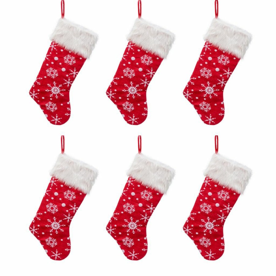 Home Goods & Toys * | Gerson International 18 In. Snowflake Stockings, Set Of 6, 2618330Ec