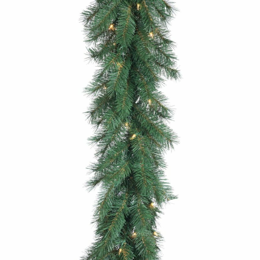 Home Goods & Toys * | Gerson International 9 Ft. Long Pre-Lit Aspen Spruce Garland With 100 Ul Clear Led Lights