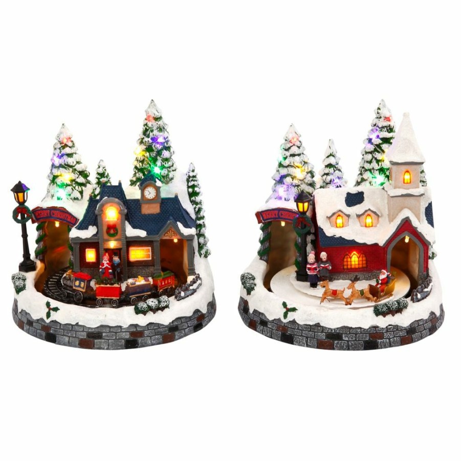 Home Goods & Toys * | Gerson International S2 Assortment 8 In. Battery Operated Holiday Musical Scenes, 2355220Ec