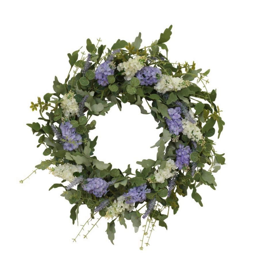 Home Goods & Toys * | Gerson International 24 In. D Mixed Hyacinth And Lavender Twig Spring Wreath, 2518350Ec