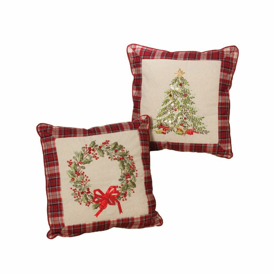 Home Goods & Toys * | Gerson International 16 In. Christmas Decor Cotton Pillows, Assorted Set Of 2, 2226500Ec