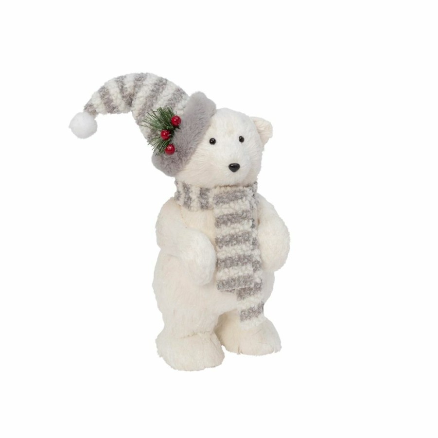 Home Goods & Toys * | Gerson International 16 In. Polar Bear Figurine With Hat & Scarf, 2539390Ec