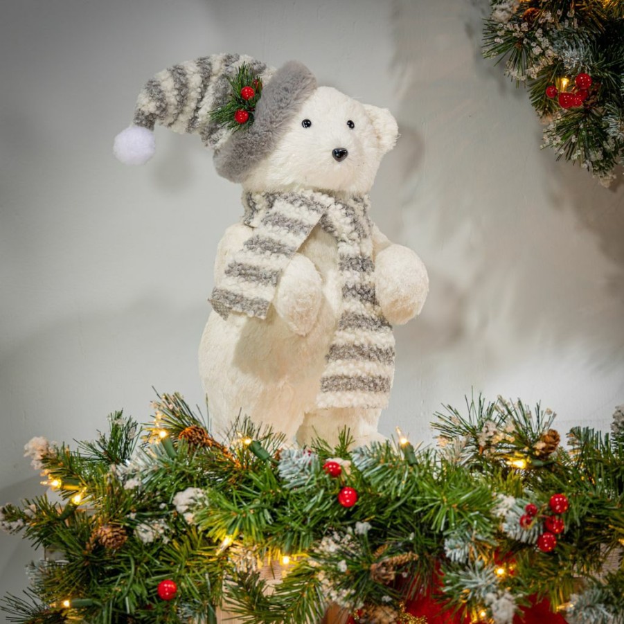 Home Goods & Toys * | Gerson International 16 In. Polar Bear Figurine With Hat & Scarf, 2539390Ec