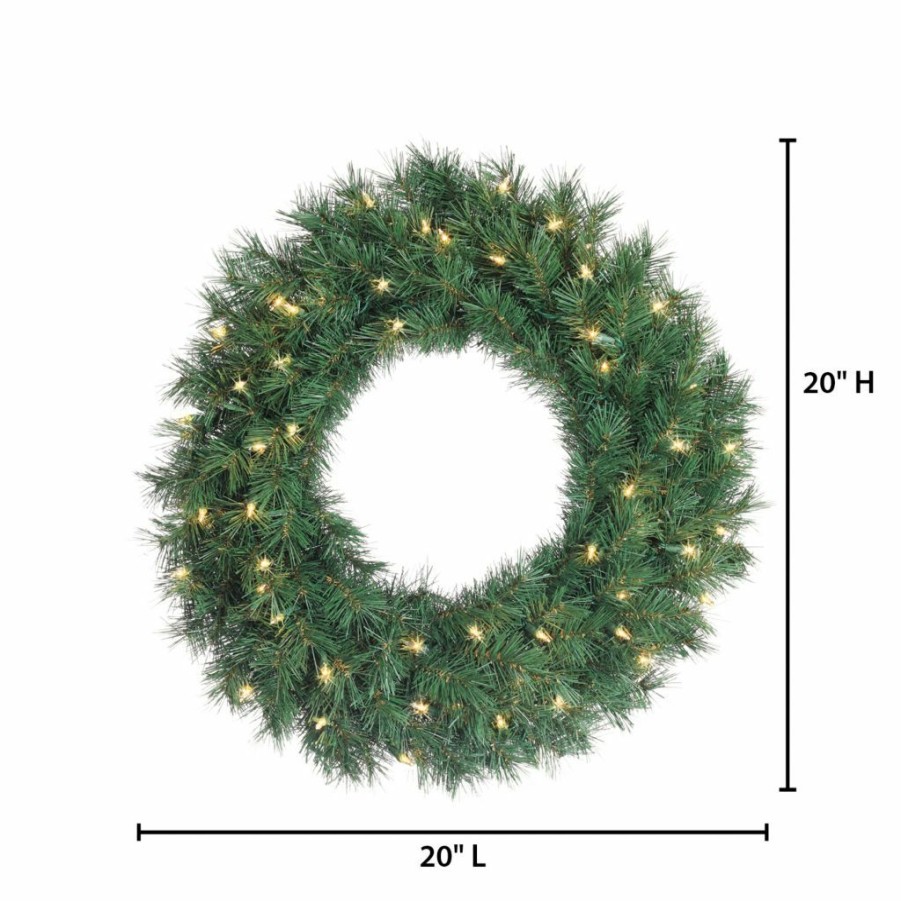 Home Goods & Toys * | Gerson International 24 In. Diameter Pre-Lit Aspen Spruce Wreath With 50 Ul Clear Lights