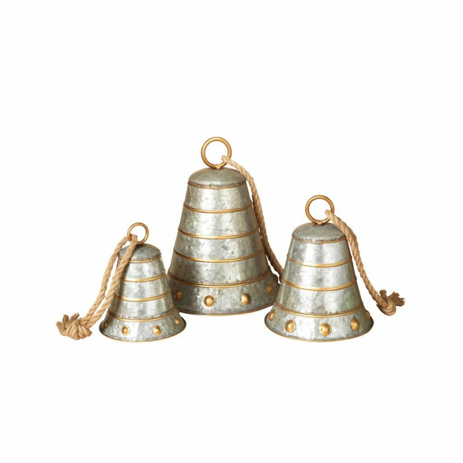 Home Goods & Toys * | Gerson International Metal Galvanized Holiday Bells, Set Of 3, 2314810Ec