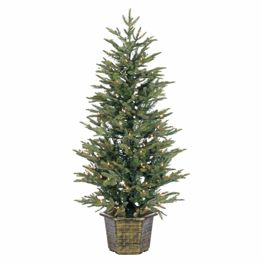 Home Goods & Toys * | Gerson International 4.5 Ft. Potted Natural Cut Eastern Pine Tree With 150 Clear Lights