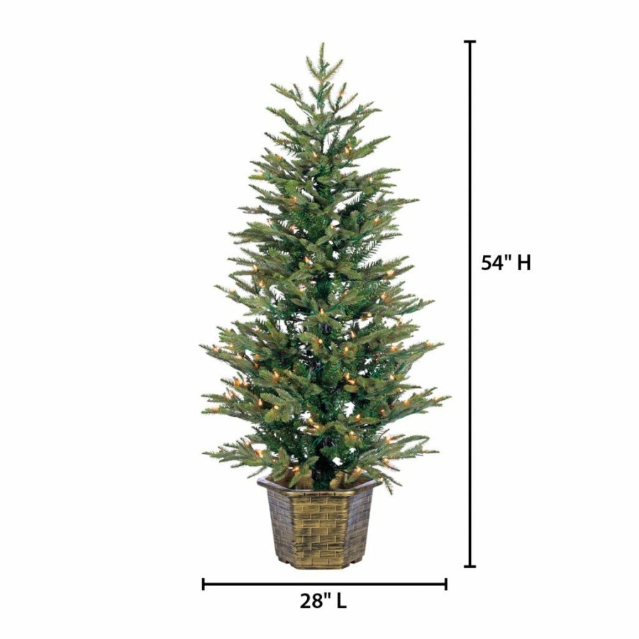 Home Goods & Toys * | Gerson International 4.5 Ft. Potted Natural Cut Eastern Pine Tree With 150 Clear Lights