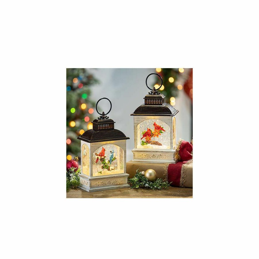 Home Goods & Toys * | Gerson International 8.25 In. Battery Operated Lighted Spinning Water Lantern, Cardinals/Poinsettias, Timer