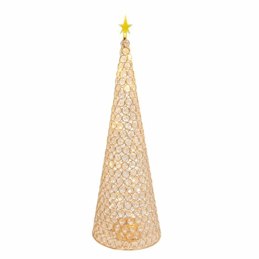 Home Goods & Toys * | Gerson International 23.8 In. B/O Lighted Jeweled Cone Tree, Gold, 2589920Ec-Gold