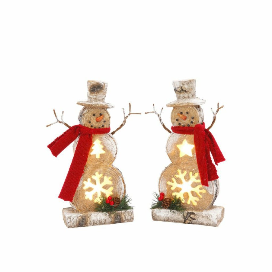 Home Goods & Toys * | Gerson International Battery-Operated Lighted Resin Snowman Figurines, Assorted Set Of 2, 2348820Ec