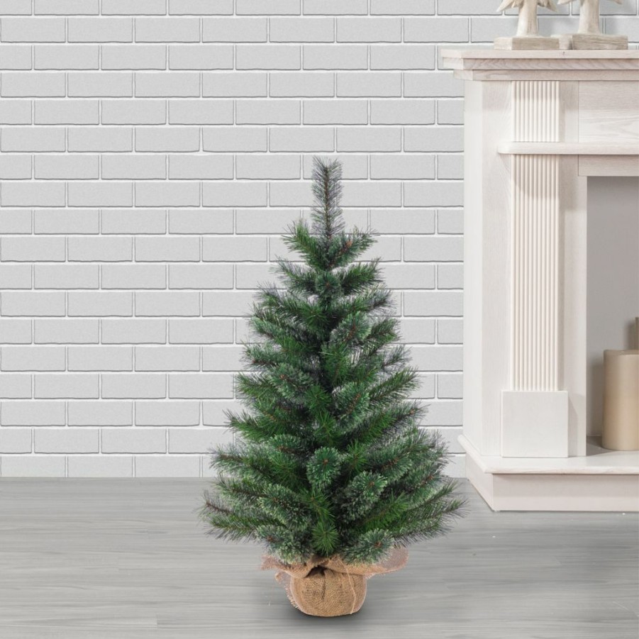 Home Goods & Toys * | Gerson International Un-Lit 3 Ft. Pistol Pine Tree In Burlap Bag Base