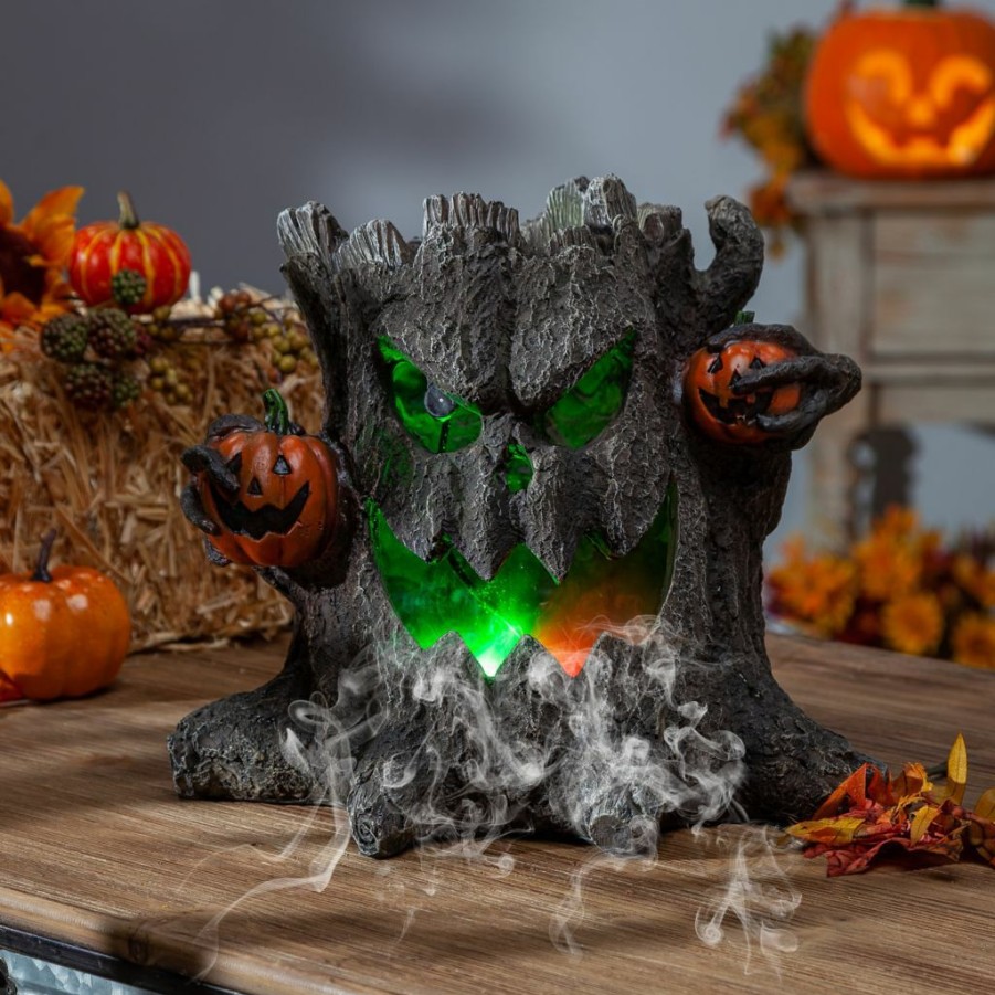 Home Goods & Toys * | Gerson International 12.4 In. Electric Resin Smoking Haunted Tree Stump Decoration, 2485140Ec