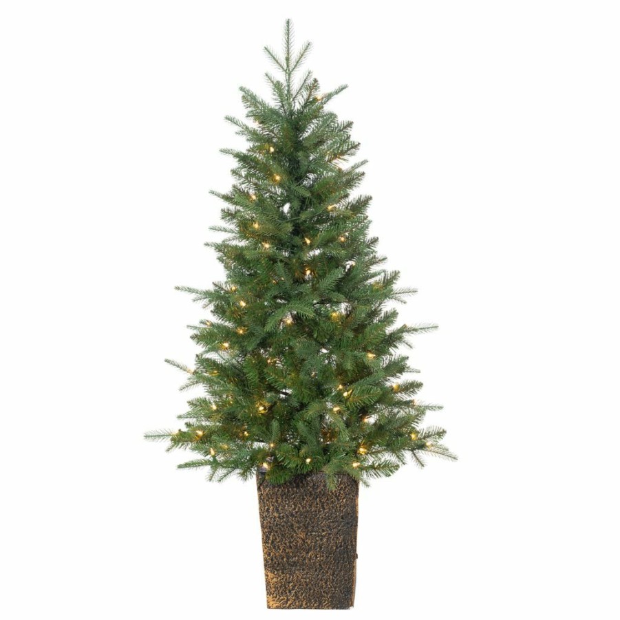 Home Goods & Toys * | Gerson International 4 Ft. Potted Natural Cut Tahoe Pine With 100 Warm White Lights