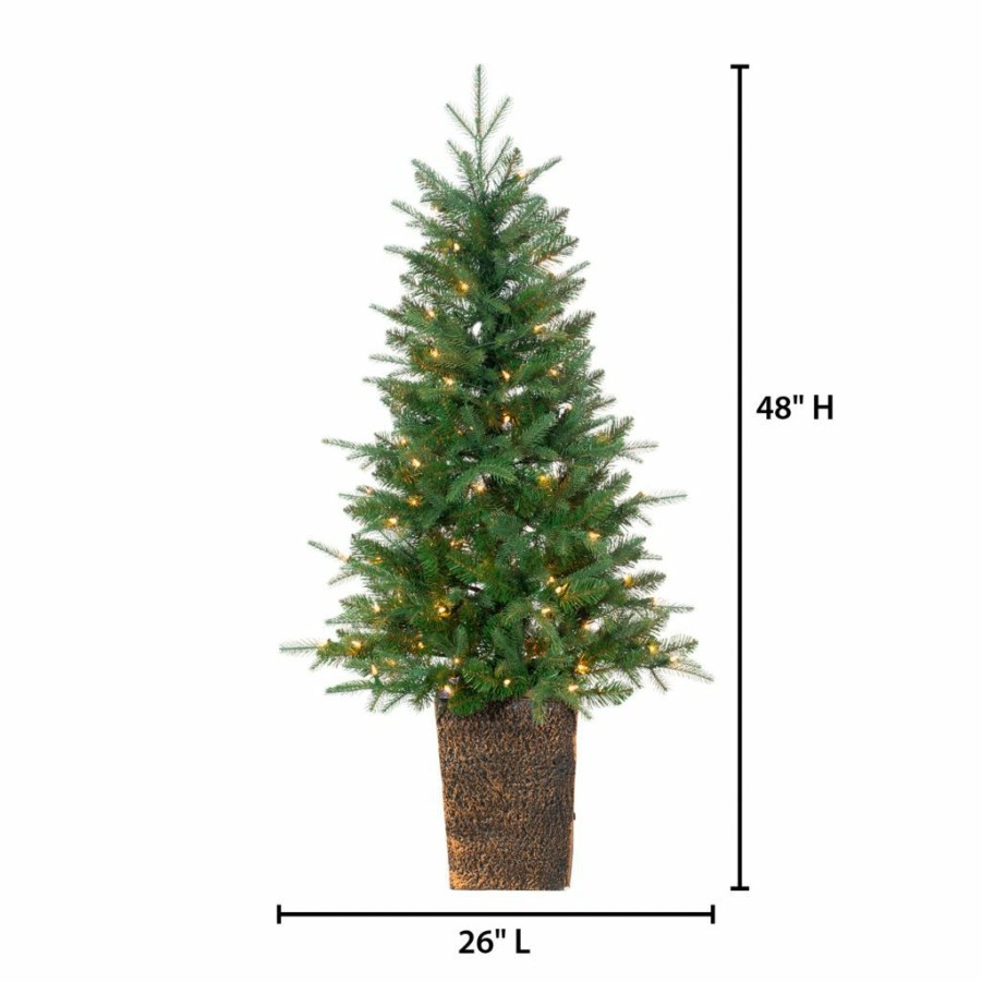 Home Goods & Toys * | Gerson International 4 Ft. Potted Natural Cut Tahoe Pine With 100 Warm White Lights