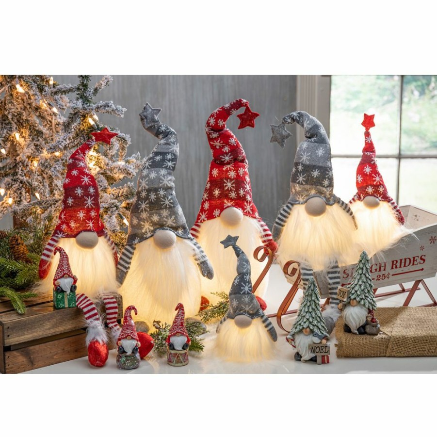 Home Goods & Toys * | Gerson International 27 In. Battery Operated Lighted Holiday Plush Gnome Shelf Sitters, Set Of 2, 2556720Ec