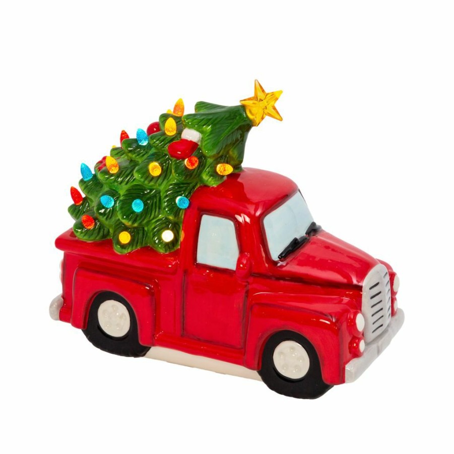 Home Goods & Toys * | Gerson International 9.6 In. Battery Operated Lighted Dolomite Holiday Truck With Tree, 2533710Ec