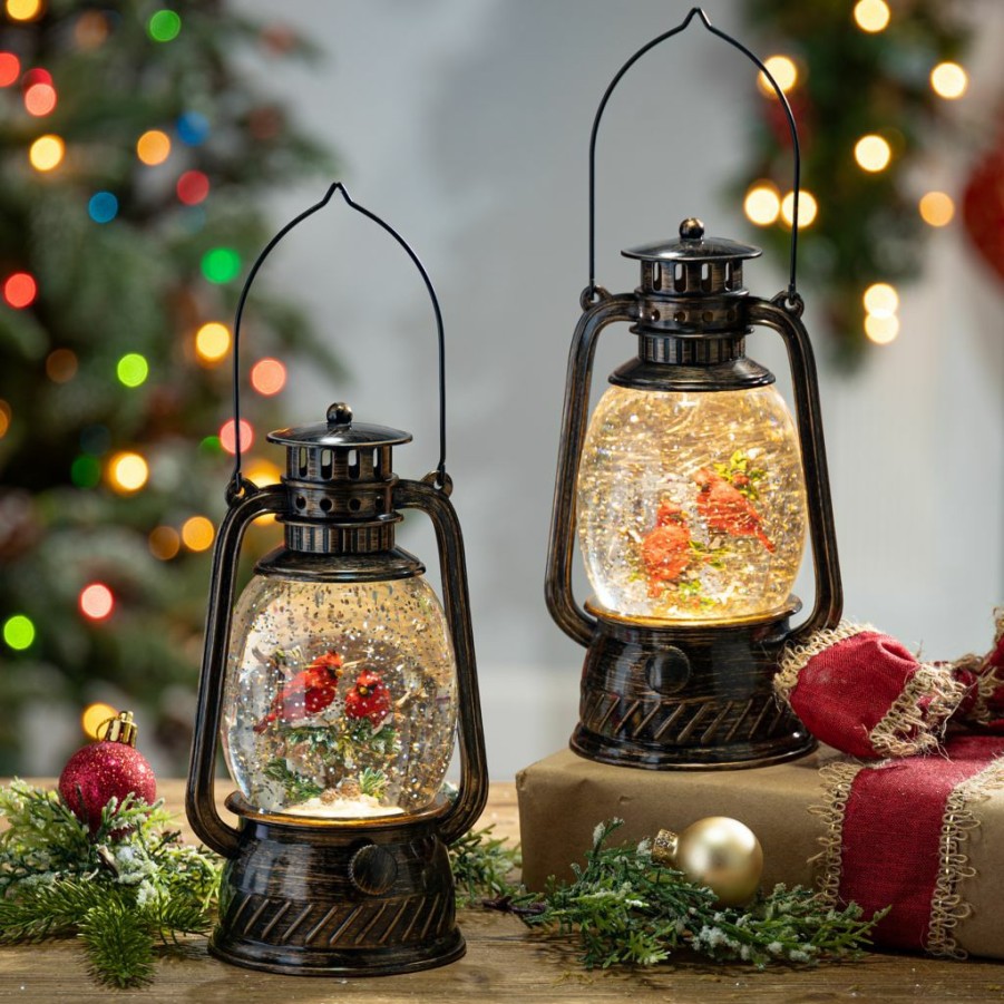 Home Goods & Toys * | Gerson International 8.5 In. Battery Operated Lighted Spinning Water Globe Lanterns With Cardinal Design, Set Of 2, 2548300Ec