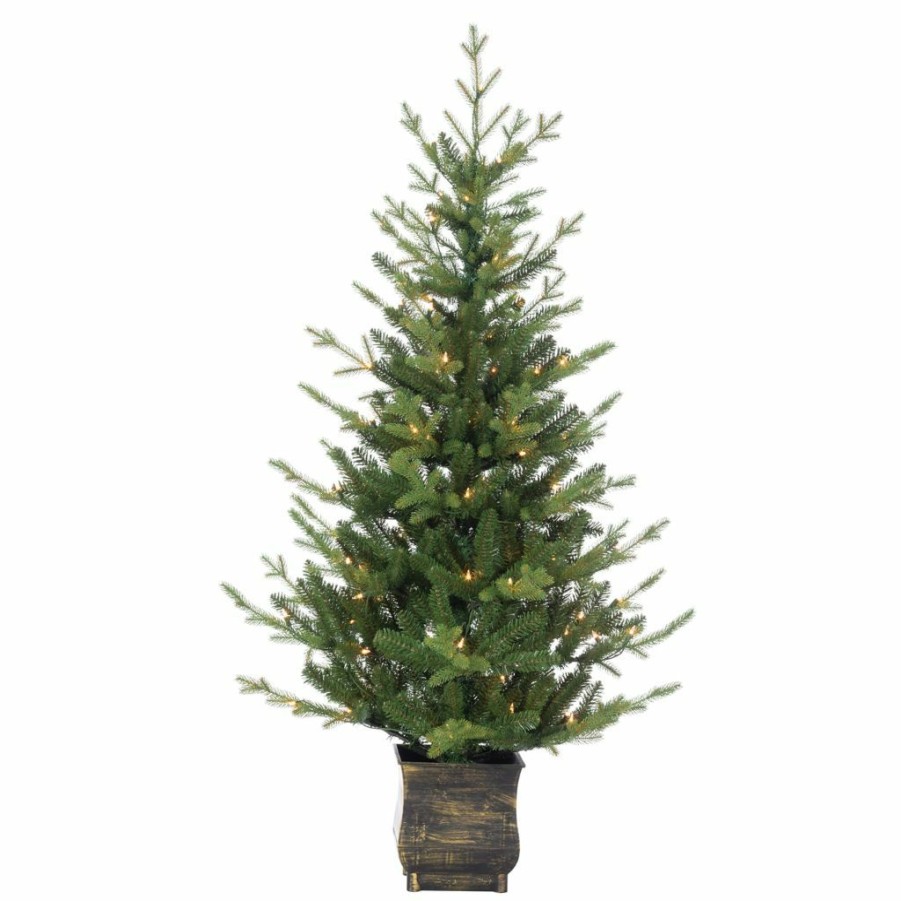 Home Goods & Toys * | Gerson International 5 Ft. High Potted Natural Cut Concordia Pine With 100 Clear Led Lights