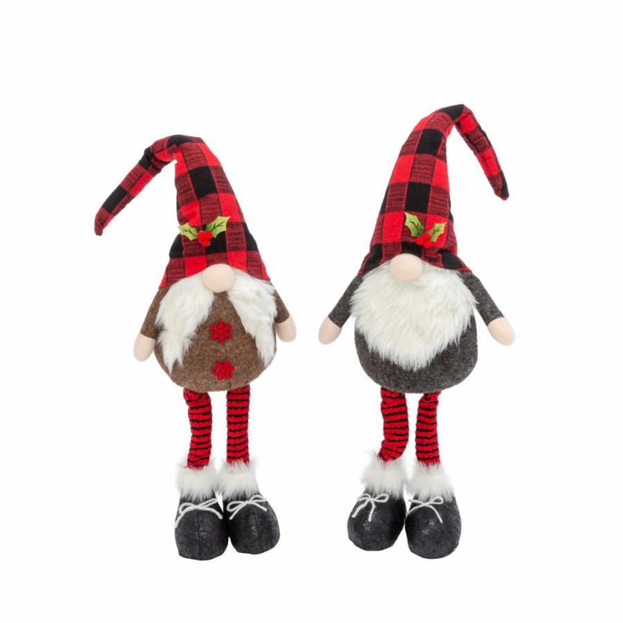 Home Goods & Toys * | Gerson International 21 In. Plush Holiday Standing Gnome Figures, Set Of 2, 2550880Ec