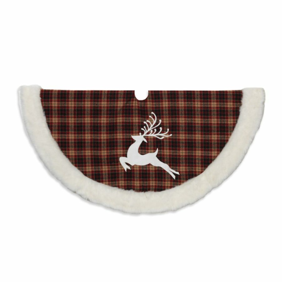 Home Goods & Toys * | Gerson International 48 In. Buffalo Plaid Tree Skirt With Deer, 2361760Ec-Deer